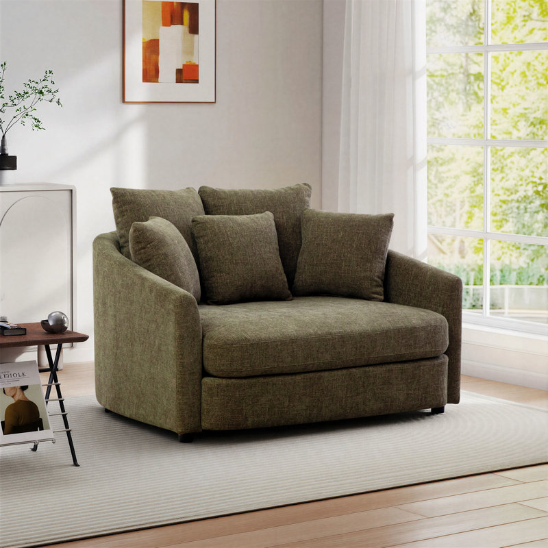 Fauteuil d'appoint en chenille surdimensionné, Vert