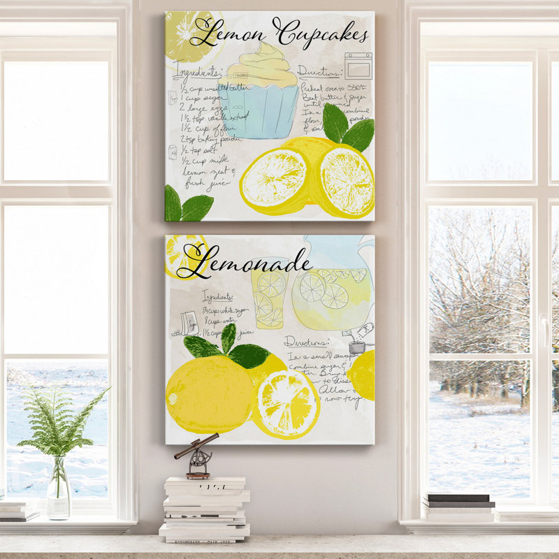 Lemon Cupcakes - ensemble de 2 reproductions sur toiles tendues, H 32 po x l 64 po x P 1 po