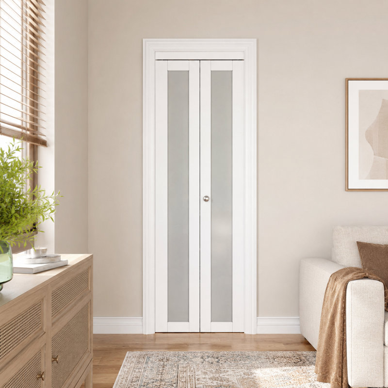 Porte pliante pliante en verre givré 1-Lite, 30" x 80"