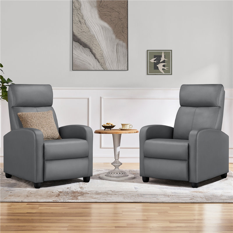 Mcghee Faux Leather Recliner, Gray PU