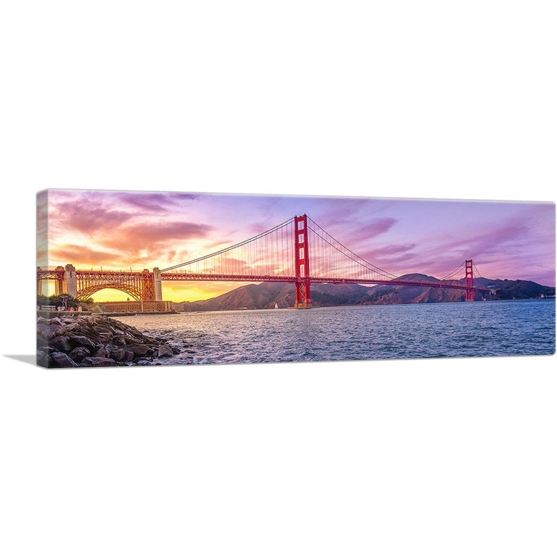 Golden Gate Bridge San Francisco - reproduction de photo panoramique sur toile tendue, H 12 po x l 36 po x P 0,75 po