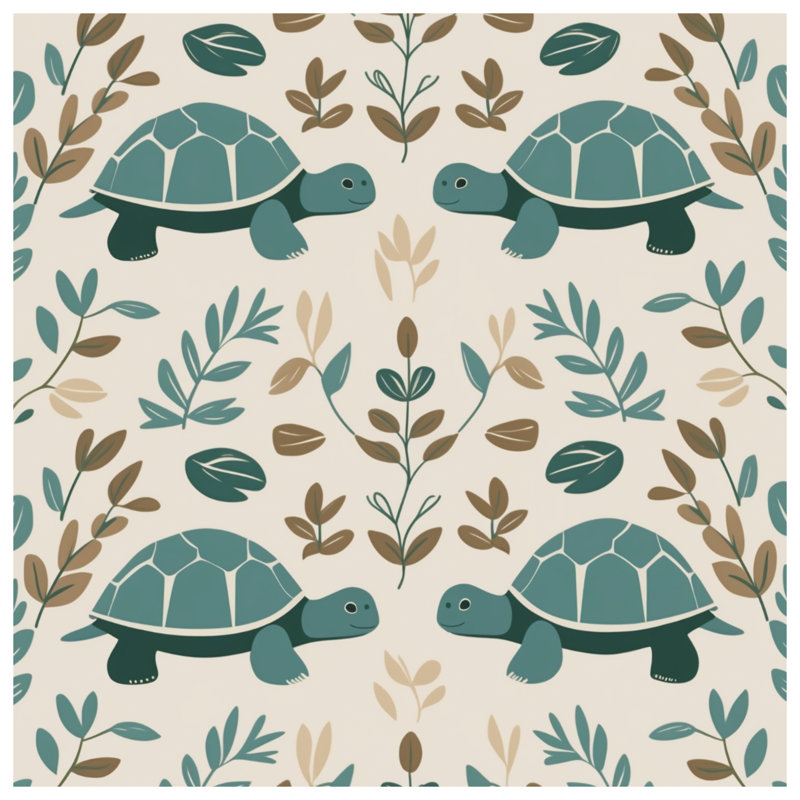 Tapisserie murale tortues et feuilles - Décoration murale tortues, H 104 po x 88 avec 4 œillets