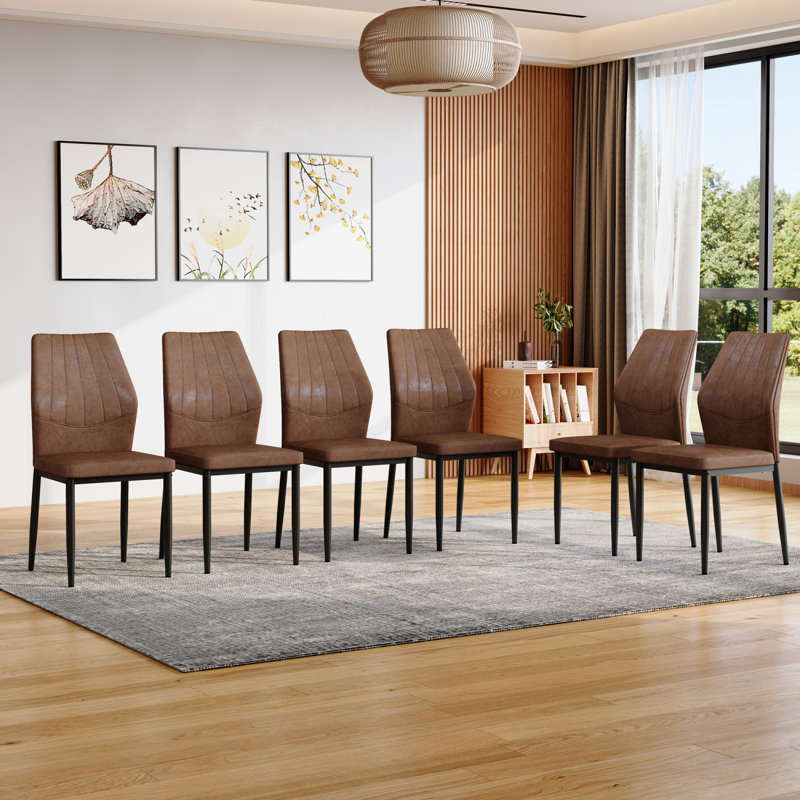 Ensemble de 6 chaises de salle à manger avec motif de coquille ergonomique, Brun