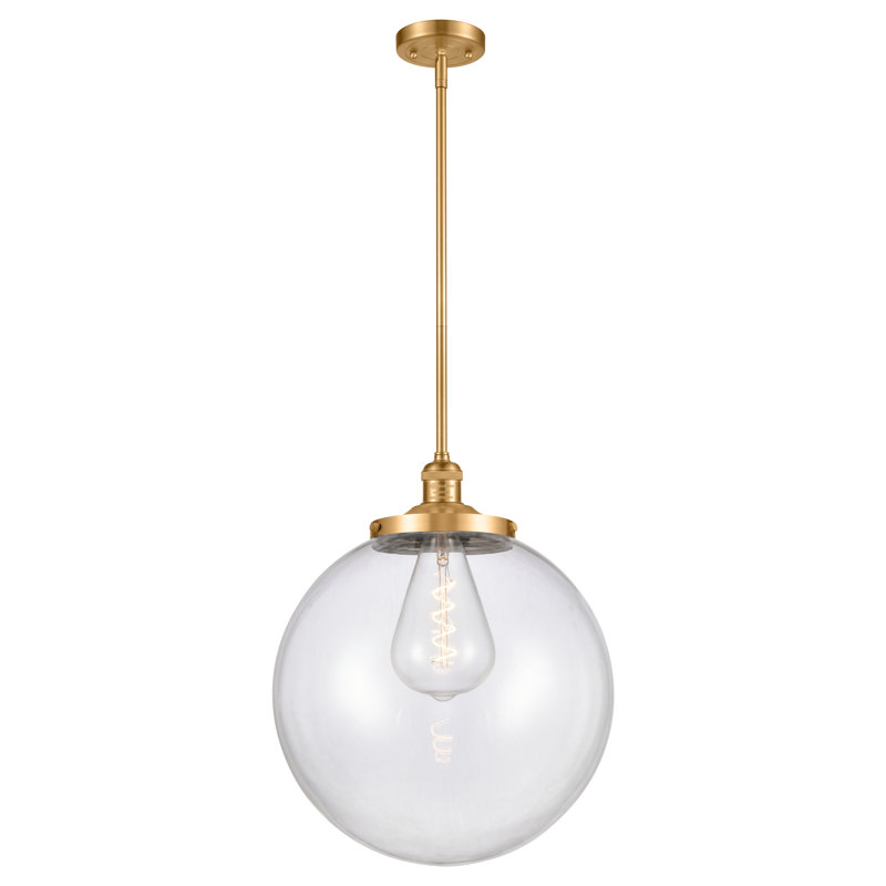 Plafonnier suspendu 1 lumière 16 po Franklin Restoration - Frederick - ampoule DEL - finition laiton brossé, Clair, Rose