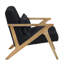 Fauteuil d'appoint moderne recouvert de velours côtelé noir, structure en bois d'hévéa massif, siège et coussin en mousse pour le salon avec coussin moelleux.