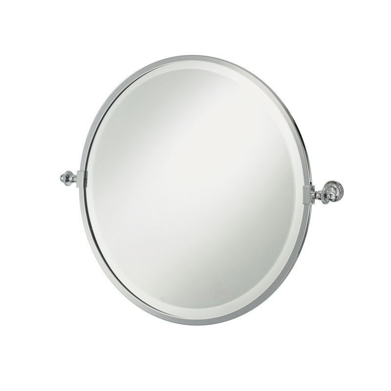 Flat Metal Beveled Wall Mirror, Polished Chrome