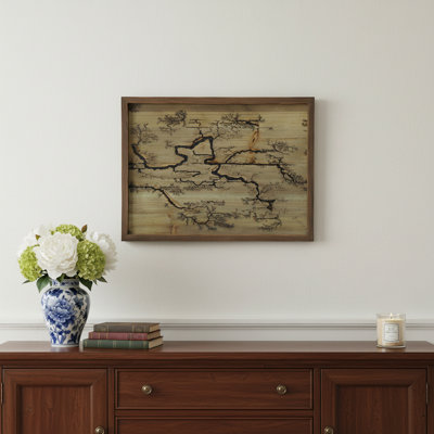 16" X 12" Black And Brown Wood Framed Art