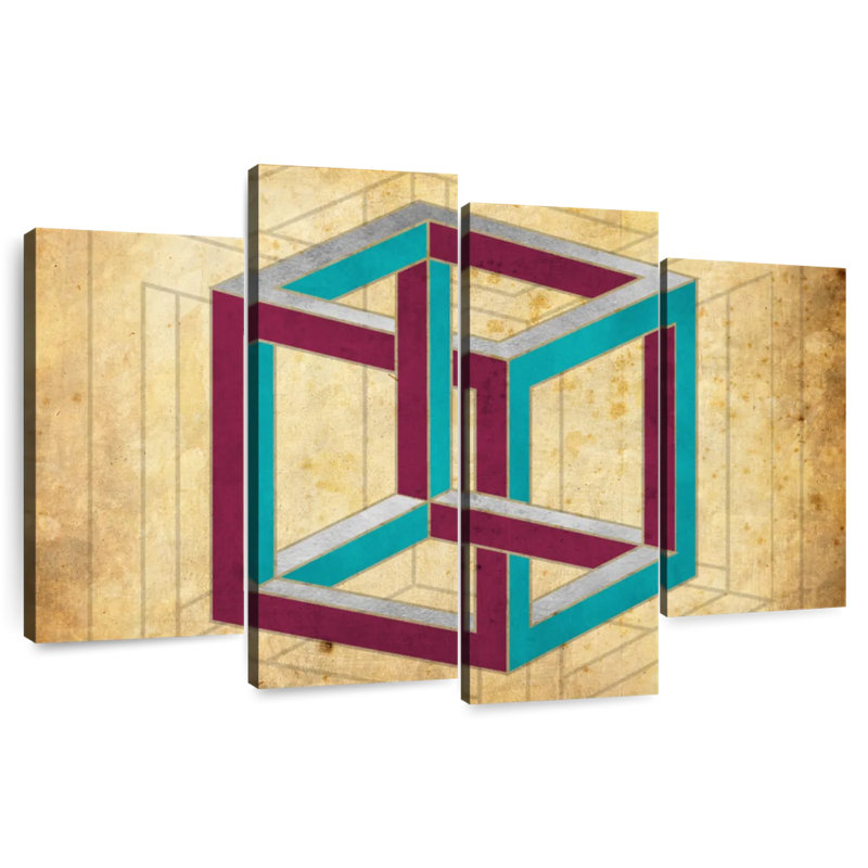 Illusion de cube géométrique Avery, H 22 po x l 36 po