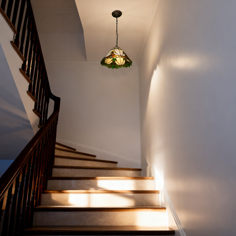 12.6 Inch Stained Glass Pendant Light, E26 Socket