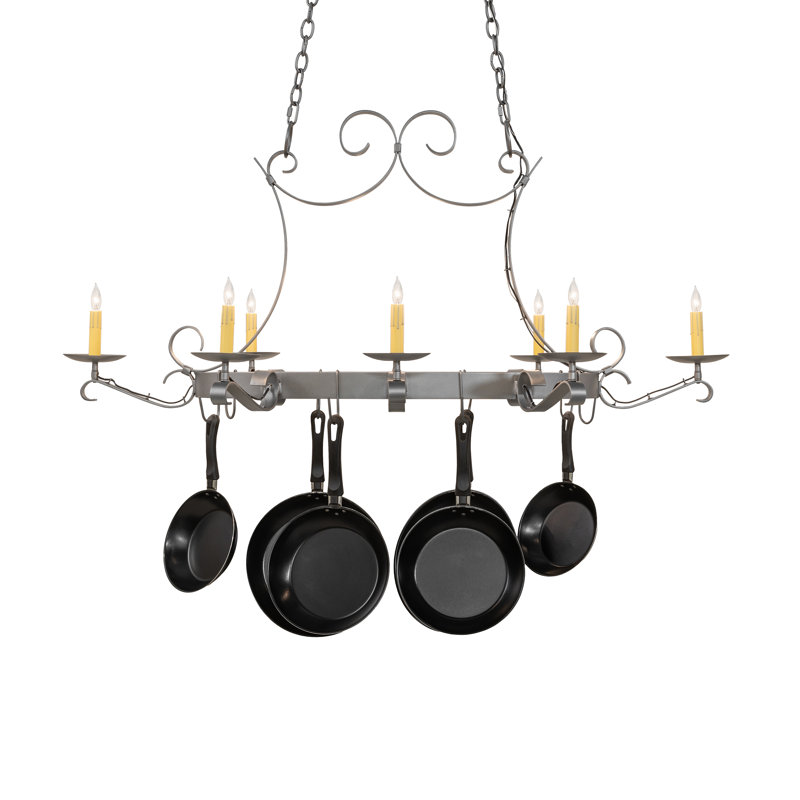 53" Long Laramie 8 Light Pot Rack