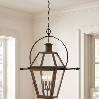 Luminaire suspendu industriel en bronze 4 lumières Rue De Royal