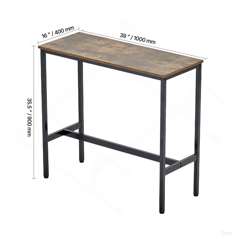 Hauteur de la table de bar, de la table de pub, du bar, du comptoir, du café, de la cuisine, de la salle à manger, de 39 x 16 x 35,5 po