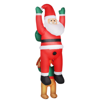 Holiday Decorations, Hanging Christmas Inflatable Santa with Dog, Christmas Blow Up Decoration with Built-in LED Lights for Garden