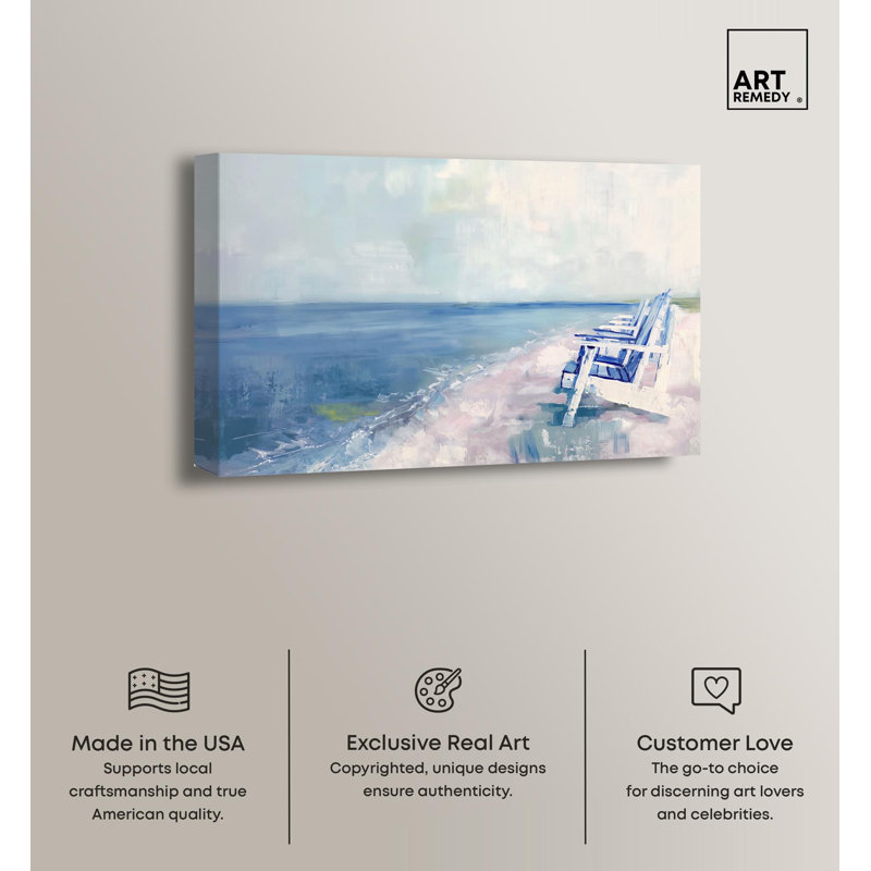 Coastal Dream Blue and White Wrapped Canvas Art, 15" x 10"