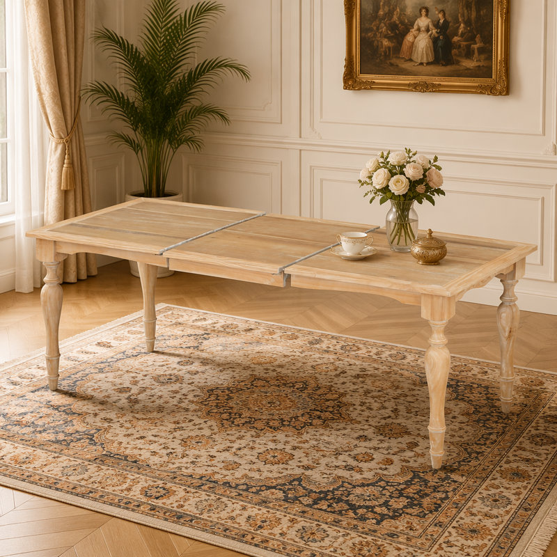 Table de salle à manger extensible rétro Vintage 82,7 pouces avec feuille amovible de 23,6 pouces, naturel