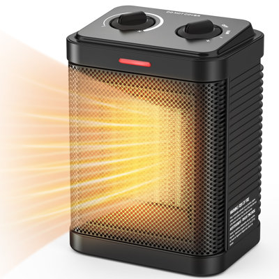 Chauffe-espace, radiateur en céramique PTC 1500W pour l'intérieur, radiateur électrique portatif avec thermostat, protection contre le basculement et la surchauffe pour le bureau, la chambre à coucher et le bureau