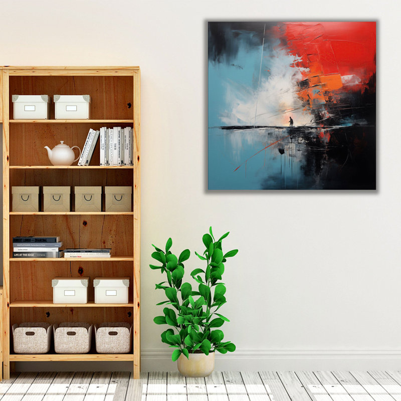 Art abstrait, "Un homme à la côte", H 30 po x l 30 po x P 1,25 po, Toile avec cadre flottant noir