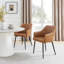 Cleother Faux Leather Dining Chairs -Bucket Tub Seat with Tapered Metal Legs and Vertical Stitching-2877895