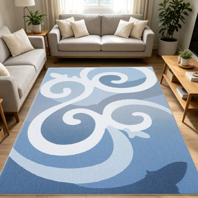Blue   area rugs for Living Room, Soft and Comfortable, Suitable for all seasons, easy to maintain, machine washable Indoor floor mat, Under Table Farmhouse suitable for Bedroom, Dining Room, Study,  Balcony, Home Decor Patio