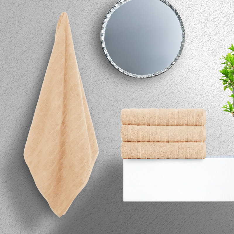 100% Cotton Zero Twist Terrycloth Quick Dry Towel (Set of 4), Beige, Bath Towels - 4 Pack Towels