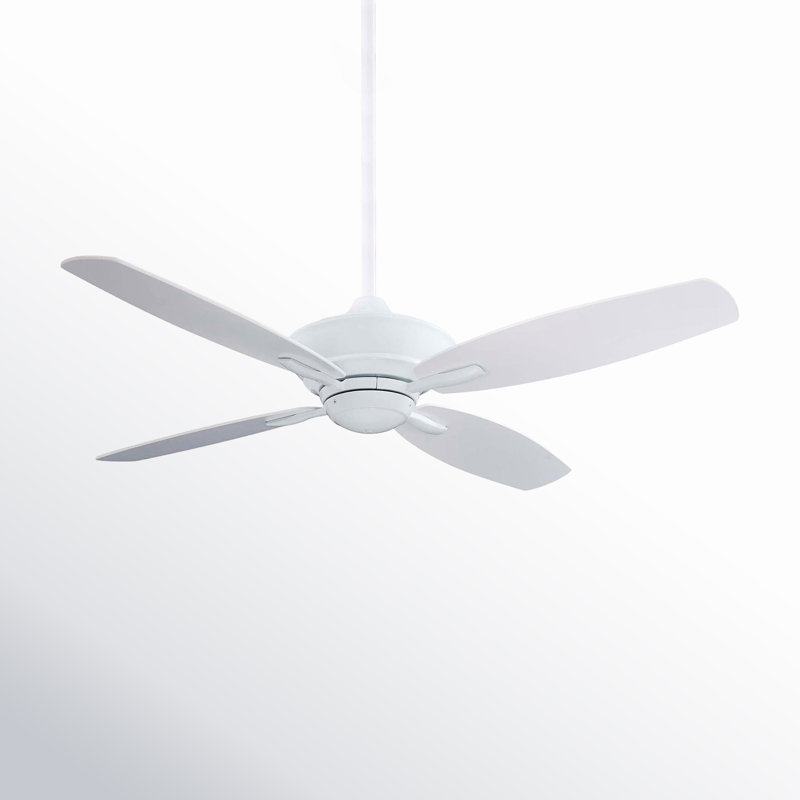 52" New Era 4 - Blade Standard Ceiling Fan with Remote Control, White with White Blades
