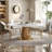 Simple Artificial marble Round Dining Table Set