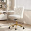 Chaise de bureau moderne capitonnée avec base dorée, hauteur réglable et fonction d'inclinaison-2083701524