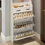 Armoire à chaussures blanche avec 3 portes et 2 tiroirs avec support, grand espace de rangement