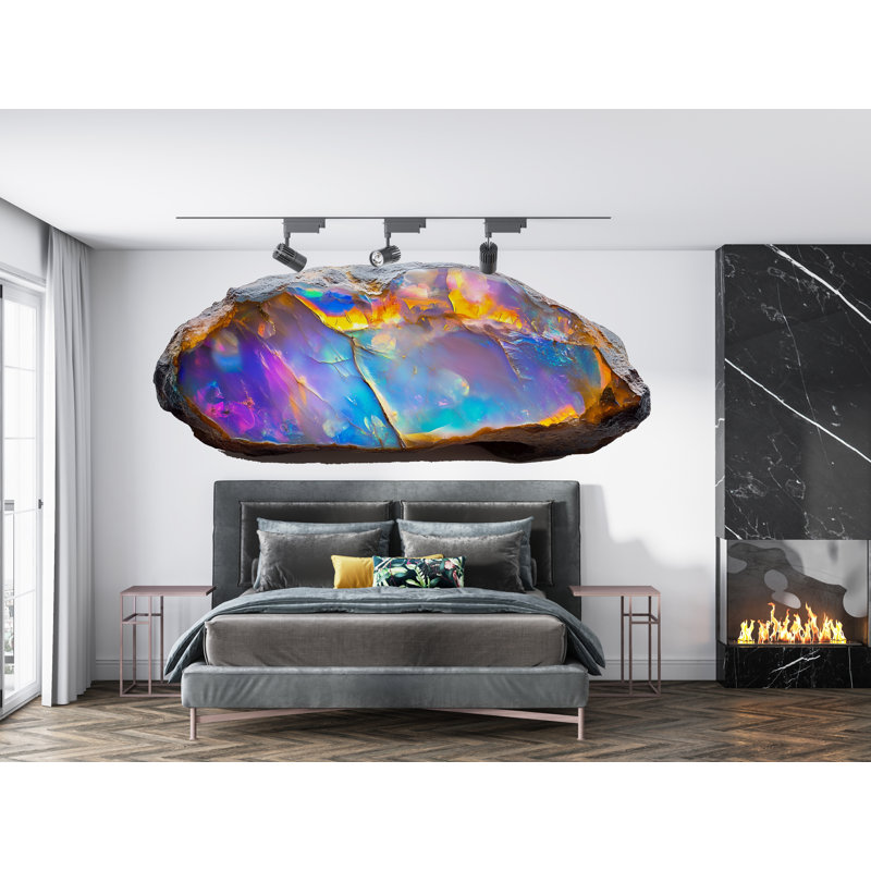 Murale en cristal opale, art mural pierre irisée, décoration de chambre à coucher de luxe, art moderne 430Mv