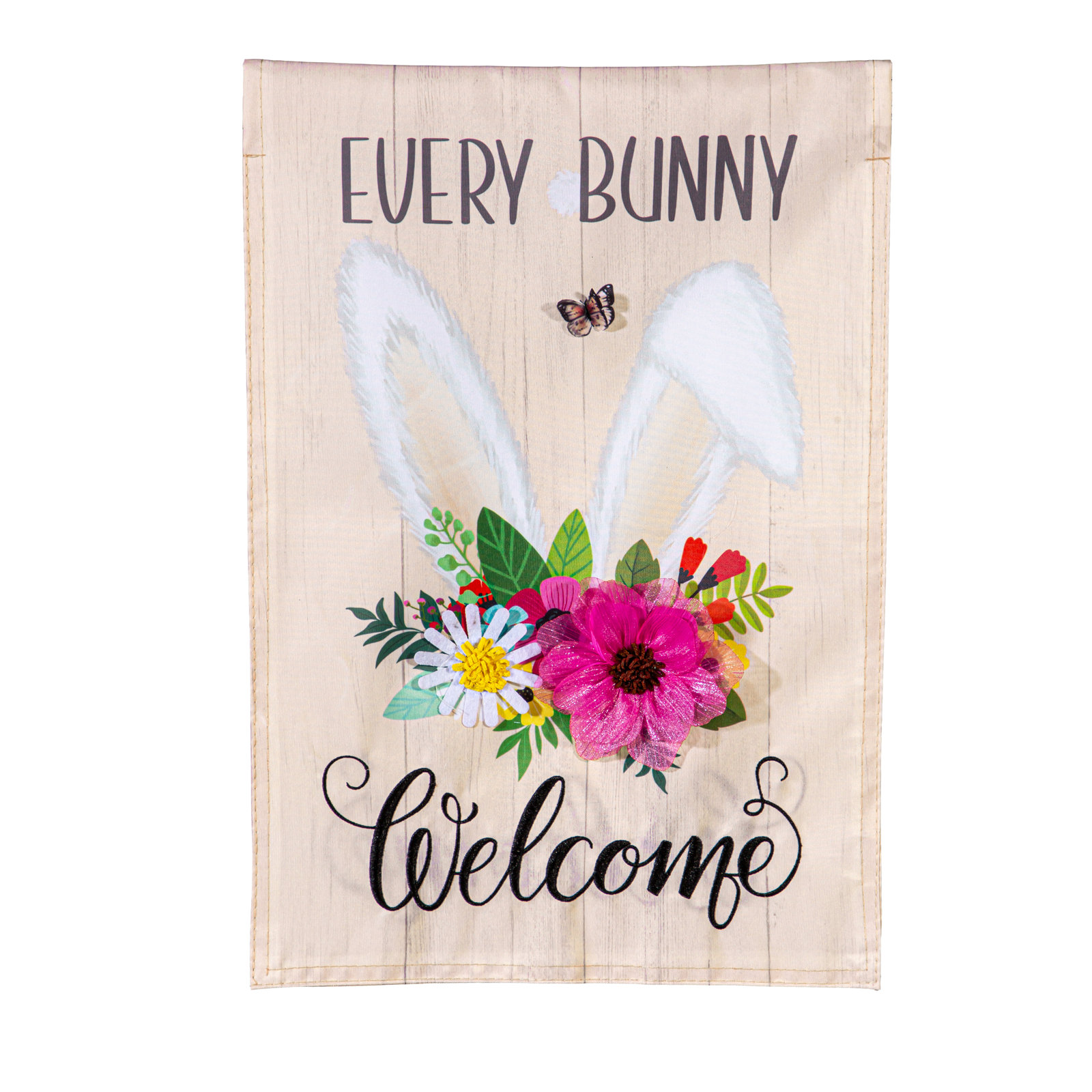 Every Bunny Welcome Applique Garden Flag