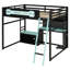 Lit mezzanine double en bois avec bureau, tablettes, éclairage DEL, ports de chargement USB-1437072901