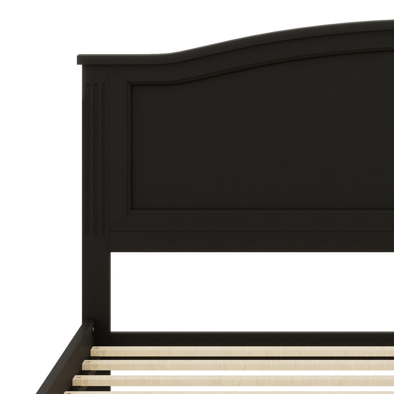 Lit plateforme avec tête de lit et pieds de lattes en bois robustes, Black