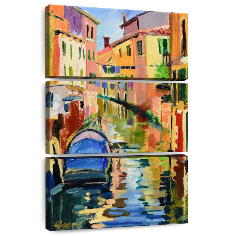 Venetian Canal Scene, 23" H x 14" W