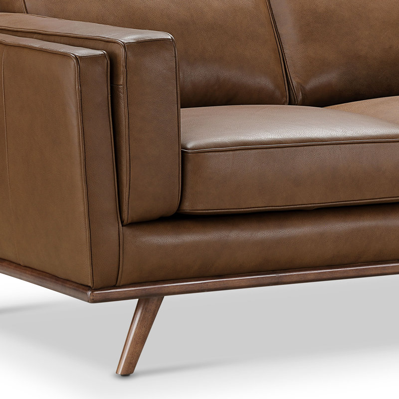 Barberena Upholstered 91'' Sofa, Camel Genuine Leather