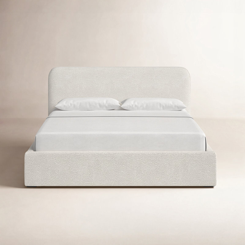 Bailee Upholstered Platform Bed, California King, White Boucle
