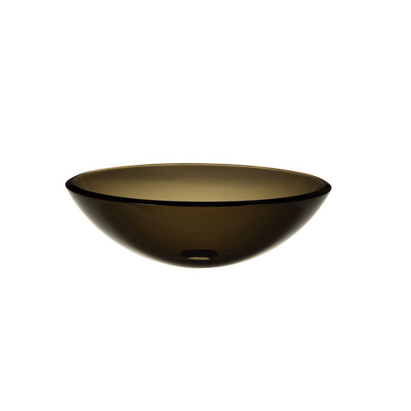 Lavabo de salle de bain vasque circulaire en verre translucide, Gris anthracite, Transparent