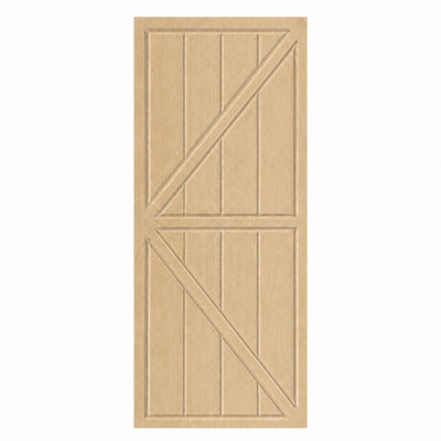 Porte coulissante de style grange Jackson Modern K en chêne blanc thermolaqué avec quincaillerie coulissante noire mat