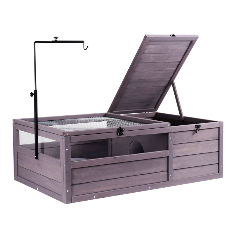 Cedar Wood Tortoise Habitat with Adjustable Lamp Holder