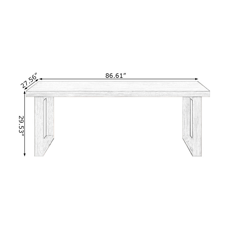 70.87"Light walnut Rectangular Solid Wood desk, H 29,53 po x l 86,61 po x P 27,56 po