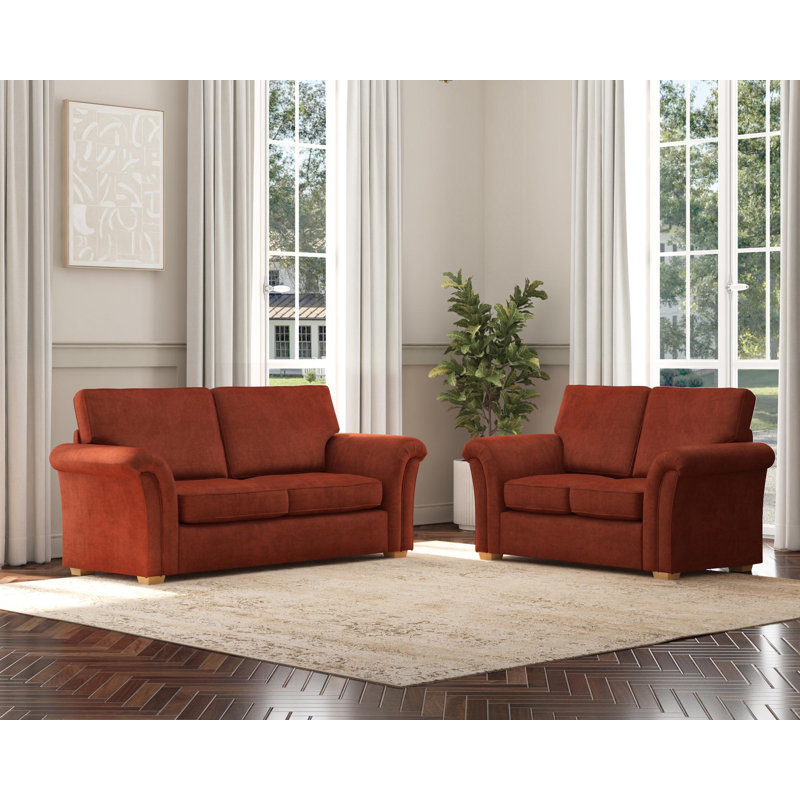 Castleacre Three Seater and Two Seater, Fixed Back, Marmalade