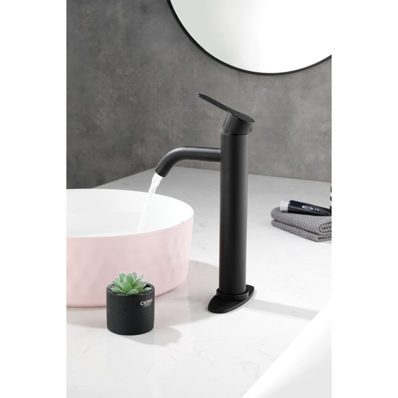 Matte Black Single Hole Deck Mount Faucet - Bathroom Sink Handle Tap, Matte Black