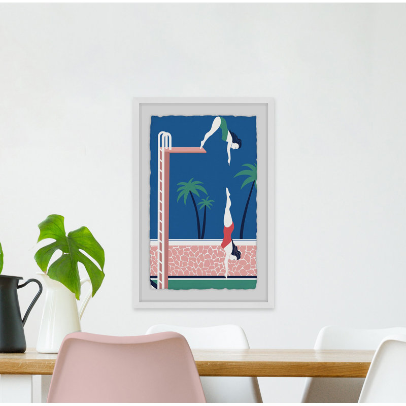Diving by Marmont Hill - Single Picture Frame Print, 91 cm H x 61 cm W x 4 cm D, White Framed with Deckled Edges