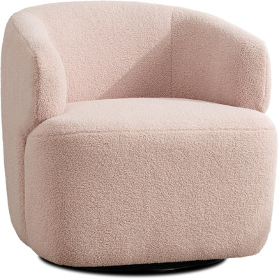 Fauteuil d'appoint pivotant, fauteuil demi-tonneau Sherpa pour le salon, fauteuil rond confortable, base en métal pour chambre de chambre de bébé