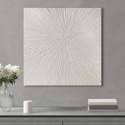 Abstract Hand Painted Wall Art - Resin 30"W X 30"H White Gloss Indoor 30"X30"