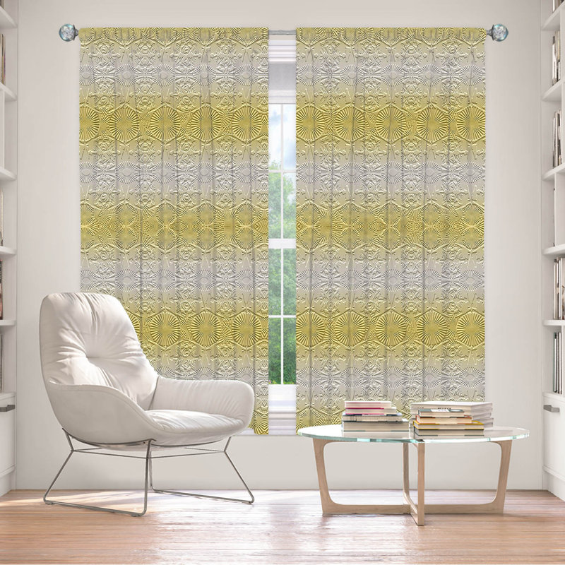 Paire de rideaux obscurcissant en polyester Birty, Jaune/gris, L 40 po x L 82 po