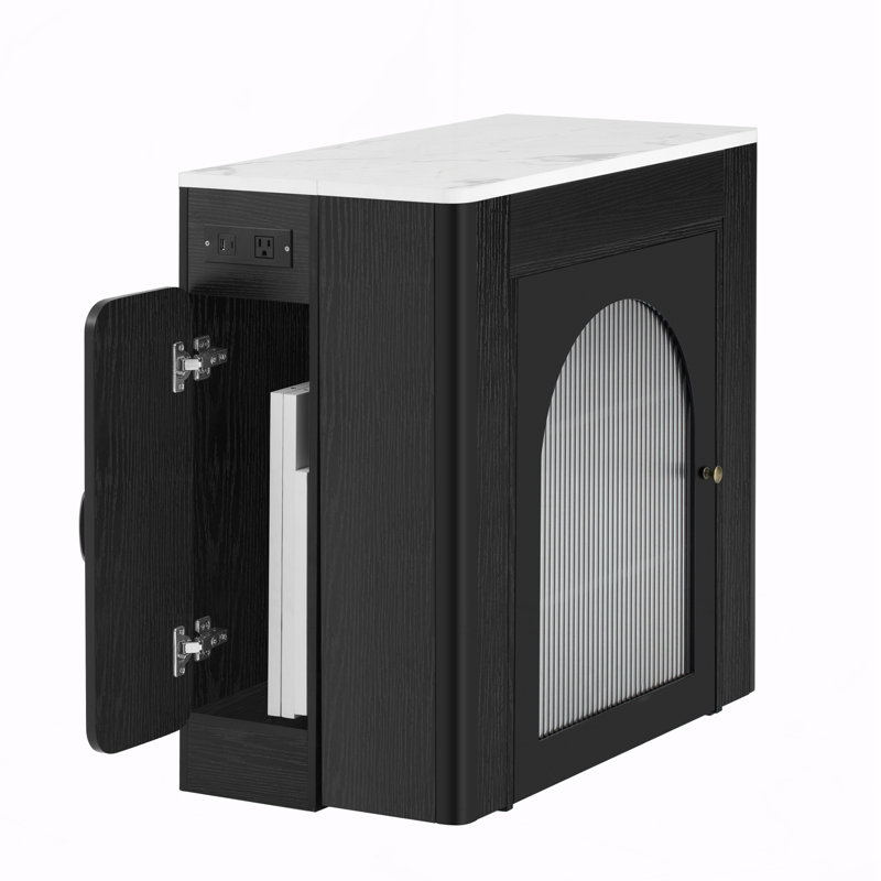 Extendable Dining Table With Removable Leaves Storage Cabinet, Faux Marble, Black