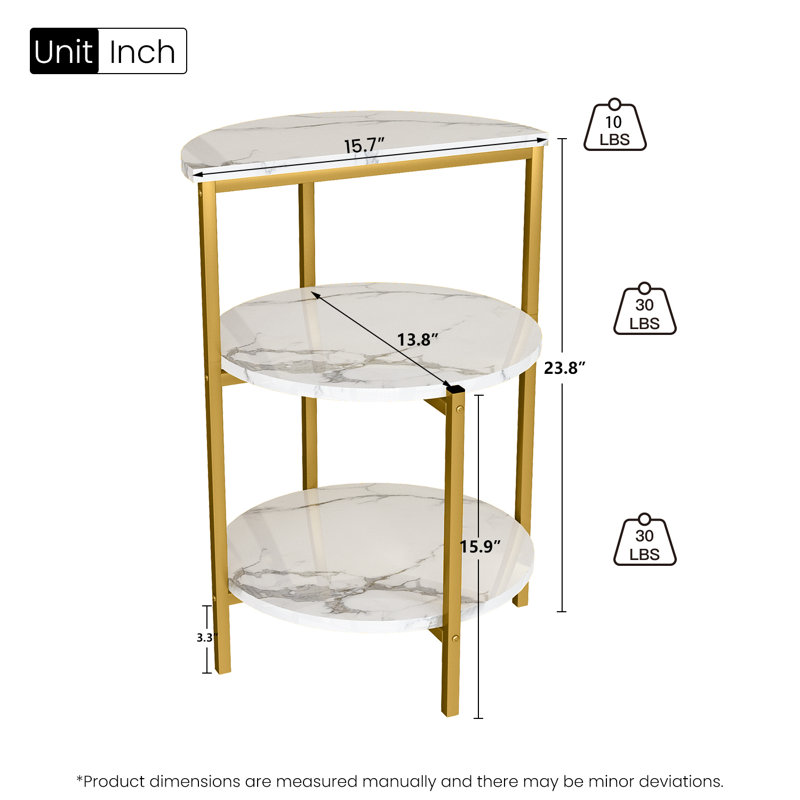 End Table, White, Gold