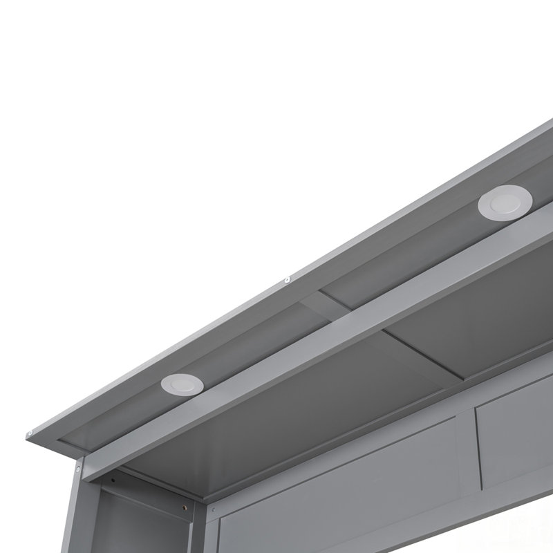 Lit escamotable avec tablettes, tiroirs et lumières DEL Murphy pour économiser de l'espace et être multifonctionnel, gris