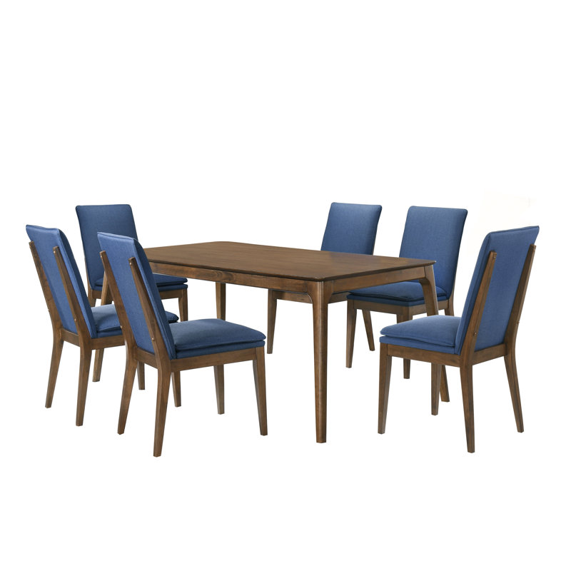  Carlyssia Dining Set, 7 Pieces: Table, 6 Chairs, Blue