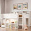 Lit mezzanine avec plusieurs tablettes de rangement, bureau et DEL-1477520841